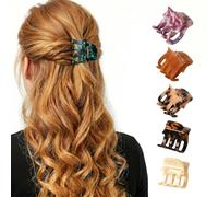 6 Pack Small Acetate Hair Claw Clips, 3.5cm/1.38" Non-slip Tortoiseshell Jaw Clips, Mini Cellulose Acetate Banana Barrettes for Women & Girls, Strong Hold for Medium & Thin Hair