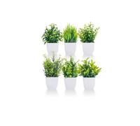 6 Pack Small Artificial Eucalyptus Potted Plants | Indoor Decor for Home, Office, Bathroom, Bedroom & Farmhouse (Vibrant Spring Green)