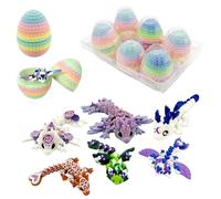6 Pack Small Mystery Dragon Eggs, 3D Printed Dragon Eggs with Fully Articulated and Colored Dragons Inside, Unique Mystery Dragons for Easter Fun, Easter Basket Stuffers (1 Set)