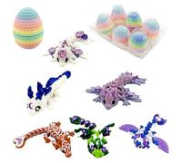 6 Pack Small Mystery DragonEggs, Unique Mystery Dragons For Easter Fun, 3D Printed DragonEggs With Fully Articulated And Colored DRAgon Inside, Easter Basket Stuffers For Home Office Decor