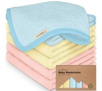6-Pack Soft Baby Washcloths, Bamboo - Kids, Newborn Bath Towels, Infant Shower, Toddler Reusable Face Washer, Gentle on Skin, Baby Face Wash Cloth, 25x25cm (Candy Pop)