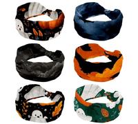 6 Pack Soft Sports Thin Head Bands | Non-Slip Accessories Bands for Fashion, Washing Face, Workouts, Yoga, Daily Use, Halloween Bats (2)