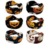 6 Pack Soft Sports Thin Head Bands | Non-Slip Accessories Bands for Fashion, Washing Face, Workouts, Yoga, Daily Use, Halloween Pumpkin