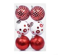 6 Pack Soft Velvet Foam Polka Dot Ball Ornaments for Christmas Tree Wall Ceiling Holiday Party Decor and Relaxation (Red and White)