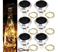 6 Pack Solar Bottle Lights 2M 20 LED Copper Wire Wine Bottle Lights IP65 Waterproof Cork Lights Flexible Fairy String Lights Auto On/Off for Wedding Christmas Party Table Decorations (Warm Light)