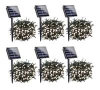 6 Pack Solar Christmas Lights Outdoor Waterproof, 600 LED 198 FT Solar Powered String Lights Outdoor with Green Wire 8 Lighting Modes, Christmas Tree Light for Xmas Fence Party Yard Decor, Cool White