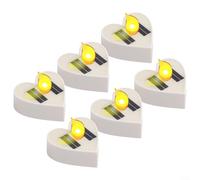 6-Pack Solar-Powered Love-Shaped Decorative Garden Lights, Waterproof LED Simulation Candle Light for Outdoor Patios, Balconies & Gardens, ABS + Silicone, 15 x 15 x 6 cm(White)