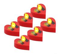 6-Pack Solar-Powered Love-Shaped Decorative Garden Lights, Waterproof LED Simulation Candle Light for Outdoor Patios, Balconies & Gardens, ABS + Silicone, 15 x 15 x 6 cm(Red)