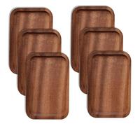 6 Pack Solid Wood Serving Platters and Trays of Natural Wood with Edge,Rectangular Avoid Sliding and Spilling Food