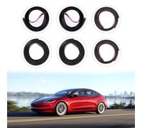 6 Pack Soundproof Sealling Strips Compatible with Tesla Model 3 2020-2024 2025 Accessories Door Seal Kit Soundproof EPDM Rubber Weather Draft Strip Wind Noise Reduction Sound Proofing Kits