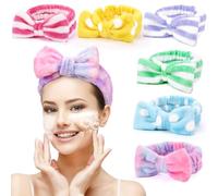 6 Pack Spa Headband for Women Skincare Makeup Headband Soft Coral Fleece Bow Hairband Party Favors Goody Bag Stuffers Christmas Stocking Stuffers for Woman Adult Teen Spa Gifts For Women Gifts Basket