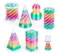 6 Pack Spiral Cone 3D Printed Fidget Toy Set, Impossible Pyramid Passthrough Toys for Stress Relief, Rainbow Spiral Fidgets Toys, Colorful Desk Decor Relaxing for Adults Teens Kids