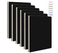 6 Pack Spiral Notebook with 10 Pieces Sticky Tabs, A5 Lined Notebooks 120 Pages, Hardcover Notebook for Women Men, Spiral Notepad, 14.8x21cm / 5.8x8.3", Lined Paper for Work, School, Office (Black)