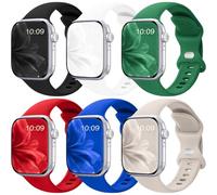 6 Pack Sport Bands Compatible with Apple Watch Band 38mm 40mm 41mm 42mm 44mm 45mm 49mm 46mm,Silicone Waterproof Strap Compatible with iWatch Apple Watch Series 10 9 Ultra 8 7 6 5 4 3 2 1 SE Women Men
