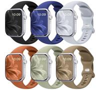 6 Pack Sport Bands Compatible with Apple Watch Band 38mm 40mm 41mm 42mm 44mm 45mm 49mm 46mm, Waterproof Silicone Compatible with iWatch Apple Watch Series, Black, Midnight Blue, Grey, Brown, Khaki