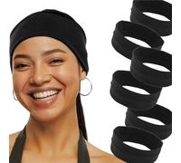 6 Pack Sport Headbands for Women, Fashion Elastic Sports Hair Bands for Women’s Hair Warp for Daily Workout Yoga Running Sports (Black, Large)