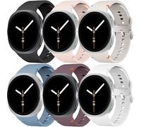 6 Pack Sport Straps for Samsung Galaxy Watch 8 Strap 40mm 44mm/8 Classic 46 mm Men/Women, No Gap Soft Breathable Silicone Sport Loop Band for Samsung Galaxy Watch 8 Classic Strap 46mm/8 44 mm 40 mm