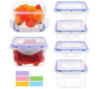 6 Pack Square Clip Lock Food Containers with Lids, 430ml Airtight Food Storage Set, Small Meal Prep & Snack Pots, Stackable Plastic Containers for Fruits, Yoghurt, Bento Box, Fridge & Travel