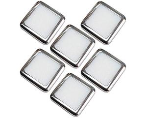 6 Pack | Square LED Mini Plinth Light & Driver Kit | Stainless Steel & Natural White | Bathrooms & Kitchen Skirting Kickboard Spot Lights | Recessed/Flush Cabinet Counter Panel Lighting | Loops