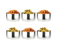 6 Pack Stainless Steel Dipping Bowls Ramekins Large Chutney Olives Nuts Relish Pickle Snack Dip Bowls Condiment Sauce Bowls Pots for Ketchup BBQ Mustard Sauce Seasoning Dishes Katori Bowls
