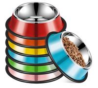 6 Pack Stainless Steel Dog Bowls, 7oz Mini Pet Puppy Dishes Anti Slip Dog Food Bowls Stackable Basic Dog Bowls for Kittens Cats Puppies Pets(6 Colors)