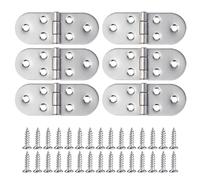 6-Pack Stainless Steel Folding Flap Hinge, 8x3.1 cm, 180 Degree (Includes 36 Screws), Suitable for Folding Dining Tables, Cabinets, Wardrobes, Wooden Boxes, Planks, for Sewing Machines (Silver)