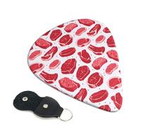 6 Pack steak pattern Guitar Picks, Bass Electric Acoustic Guitar Ukulele Accessories, Heavy Guitar Picks Plectrums with Organizer Bag