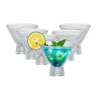 6 Pack Stemless Martini Glasses, 8oz/230ml Vintage Cocktail Glass, Crystal Margarita Glasses Drinking Glassware for Bar, Martini, Cosmopolitan, Manhattan, Gimlet, Pisco Sour, Brandy