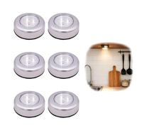 6 Pack Stick-on Push Light, 3 LED Battery Powered Wireless Night Light, with Self-Adhesive Touch Activation, Wireless and Touch Lights, Battery Lights Indoor, for Closets, Cabinets and RVs