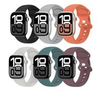 6 Pack Strap for Apple Watch Ultra 3/Ultra 2/Ultra 49mm 46mm 45mm 44mm 42mm 41mm 40mm 38mm,Silicone Sports Band for Series 11 10 9 8 7 6 5 SE 4 3 2 1 Males and females
