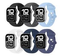 6 Pack Strap for Apple Watch Ultra 3/Ultra 2/Ultra 49mm 46mm 45mm 44mm 42mm 41mm 40mm 38mm,Silicone Sports Band for Series 11 10 9 8 7 6 5 SE 4 3 2 1 Males and females