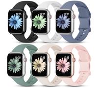 6 Pack Straps Compatible for Apple Watch Strap 38mm 40mm 41mm 42mm 44mm 45mm 46mm 49mm, Soft Silicone Sport Band for iWatch Strap Series 10 9 8 7 6 5 4 3 SE, Women Men