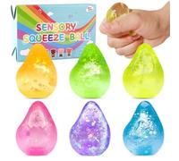 6 Pack Stress Cube Stress Ball, Squishy Stress Balls for Adults, Squeeze Sensory Balls Fidget Toys for Kids, Water Drop Fidget Cube Sensory Balls Stress Toys Anxiety Relief