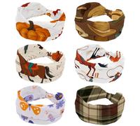 6 Pack Stretch Sport Headband for Women Soft Headband Non-Slip Hairband Hair Accessories Wild West Cowboy Hats Pattern Brown Background Twist Knotted Hairwrap