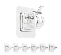 6 Pack Strong Adhesive Curtain Rod Holder No Drill Curtain Rod Brackets Renter Friendly Curtain Rod Hooks Fits 0.5'' to 1.2'' Rods Heavy Duty Curtain Rod Holders for Bathroom Kitchen Dorm Apartment