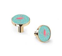 6 Pack Summer with Pink Flamingo Cabinet Knobs and Wall Hooks, Golden Drawer Pulls for Kitchen Bathroom Dresser Zinc Alloy Handles