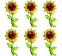 6 Pack Sunflower Balloons Flower Aluminum Foil Balloon Sunflower Shaped Mylar Balloon Spring Floral Balloons for Sunshine Birthday Party Baby Shower Party Decor