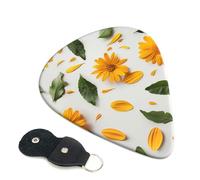 6 Pack Sunny Yellow SunFlower Guitar Picks - 0.46 0.71 0.93 mm Includes Cool Guitar Picks Thin Medium Heavy Thickness, Electric Guitar Picks for Acoustic Guitar Bass Ukulele