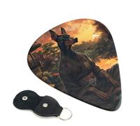 6 Pack Sunset Meditating Doberman Guitar Picks - 0.46 0.71 0.93 mm Includes Cool Guitar Picks Thin Medium Heavy Thickness, Electric Guitar Picks for Acoustic Guitar Bass Ukulele