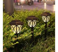 6 Pack Super Bright Waterproof Outdoor Lights, Solar Powered Automatic Lights for Garden, Yard, Landscape, Lawn, Patio, Pathway (Warm White, Brown)
