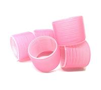 6 Pack Super Jumbo Self Grip Hair Rollers Pro Salon Hairdressing - Big Curlers Create Volume For Long Hair (Pink)