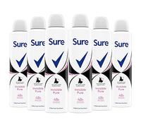 (6 PACK) Sure Women Invisible Black & White 48h Anti-Perspirant Deodorant 6 x 250ml