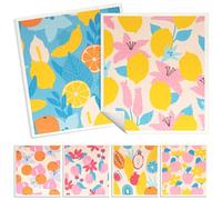 6 - Pack Swedish Kitchen Dish Cloths - Reusable Paper Towels for Counters & Dishes - Eco Friendly Cellulose Sponge Cloth - Assorted (Fruit Plants)