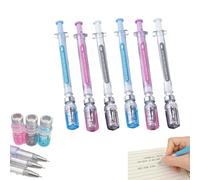 6 Pack Syringe Pens, Creative Syringe Shaped Black Gel Pens for Funny, Nurse Novelty Ballpoint Pen for Work and Nursing School Supplies, Pen Body Color Random