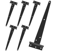 6 Pack T Hinges, 14 Inch(360mm) Shed Door Hinge, Heavy Duty Gate Hinges for Wood, Black Metal Tee Hinge Galvanised for Wooden Fence, Barn, Gate