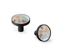 6 Pack Teal Marbling with Gold Veins Cabinet Knobs and Wall Hooks, Solid Zinc Alloy Modern Drawer Pulls Handle for Kitchen Bathroom Home Decor Hardware