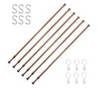 6 Pack Tension Rods for Windows 28 to 48 Inch Spring Tension Rod Adjustable Metal No Drill Curtain Rod for Windows, Shower, Door, Kitchen (Wood Grain - 6 Pack)