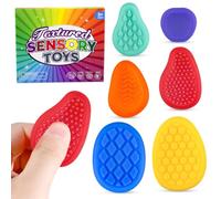 6 Pack Textured Worry Stone Sensory Stone Fidget Toys, Social Emotional Feelings Sensory Toys for Special Needs, Fidget Stress Toys for Anxiety Relief, Stress Calming Toys for Kids Adults
