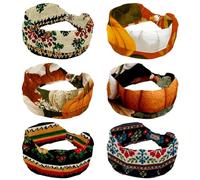 6 Pack Thanksgiving Pumpkins a Headbands for Women, Absorbed Sport Knotted Headband for Daily Life Yoga Workout