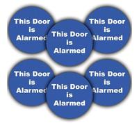 6-Pack - This Door Is Alarmed Vinyl Stickers - 85mm Waterproof - Door Security Signage